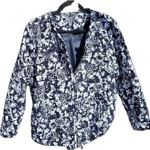 C J BANKS Christoper & Banks Black & White Floral Jacket Blazer Lined VTG Sz. 1X